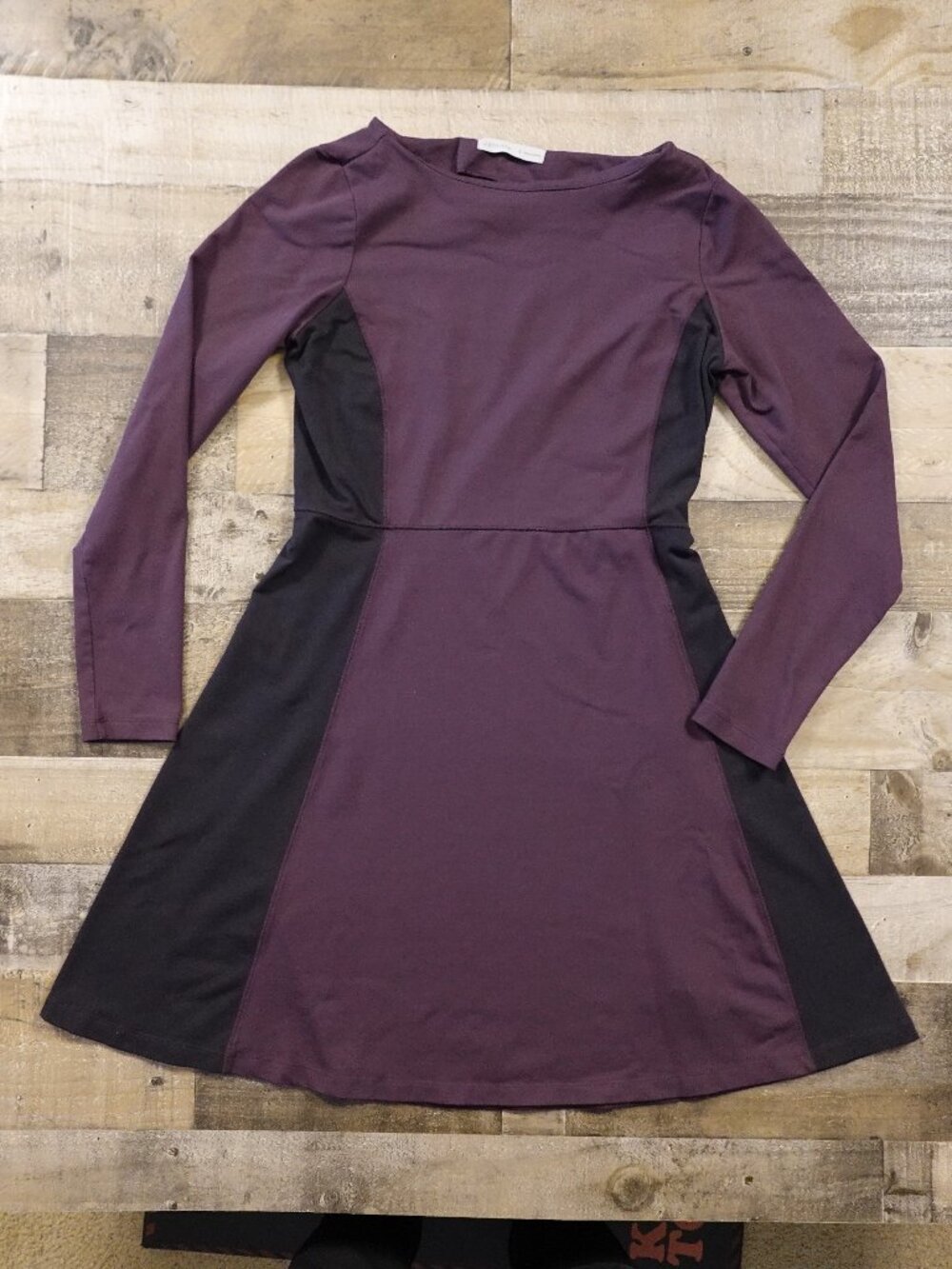 Athleta Long Sleeve Fit Flare Dress Women’s Small Burgundy Purple Black